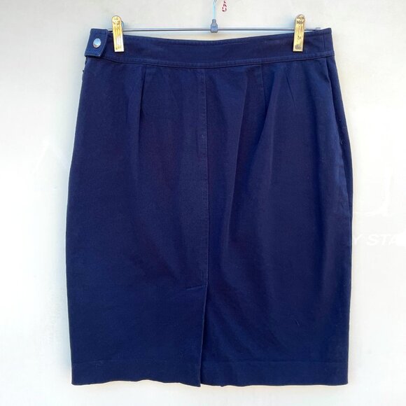 Lauren Ralph Lauren Cargo Pencil Skirt Size 6 Navy Blue Zippered Pockets - Picture 2 of 6